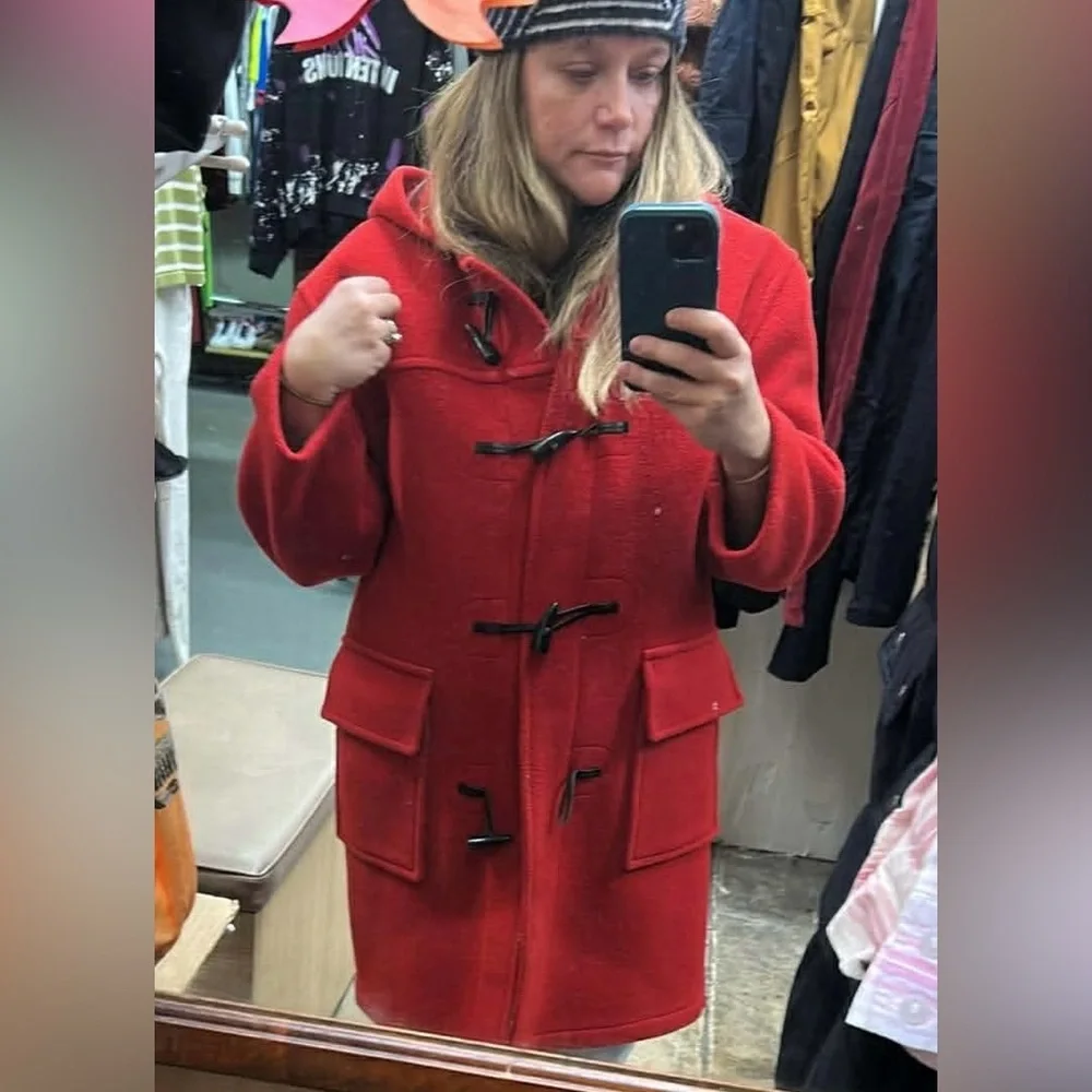 Burberry blue label vintage Red Hooded duffle coat- wool - Picture 13 of 13